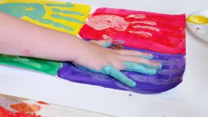 kids hand printing Warhol hand print art